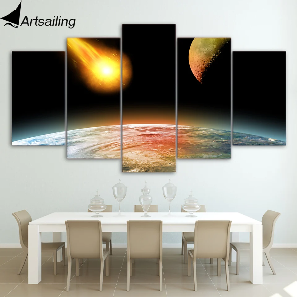 Картина на холсте artsail 5 картин космическая Модульная картина скала падающая