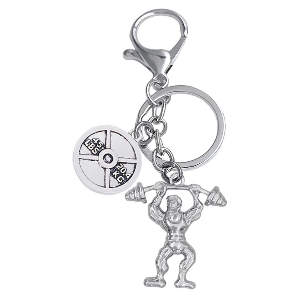 Металлическая подвеска штанга для тяжелой атлетики 45 фунтов|key chain|diy key chaincharm keychain