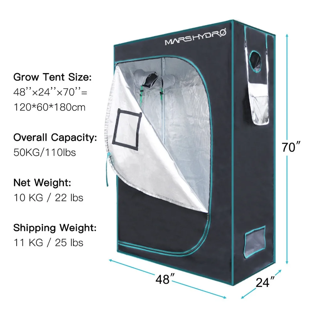 1680D mars hydro grow room палатка 48 ''x 24'' x 70 ''(120x60x180 см) гидропоника коробка для выращивания Крытый нетоксичный тент