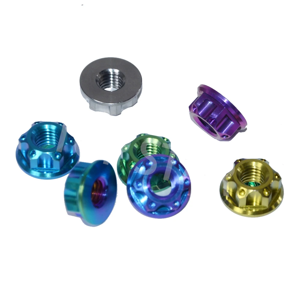 

10pcs pitch 1.25 Ti Axle Nut M8 Multicolor Titanium Torx Flange Nut and Ti Color Hexagon Titanium Screw Nuts Ti Fastener