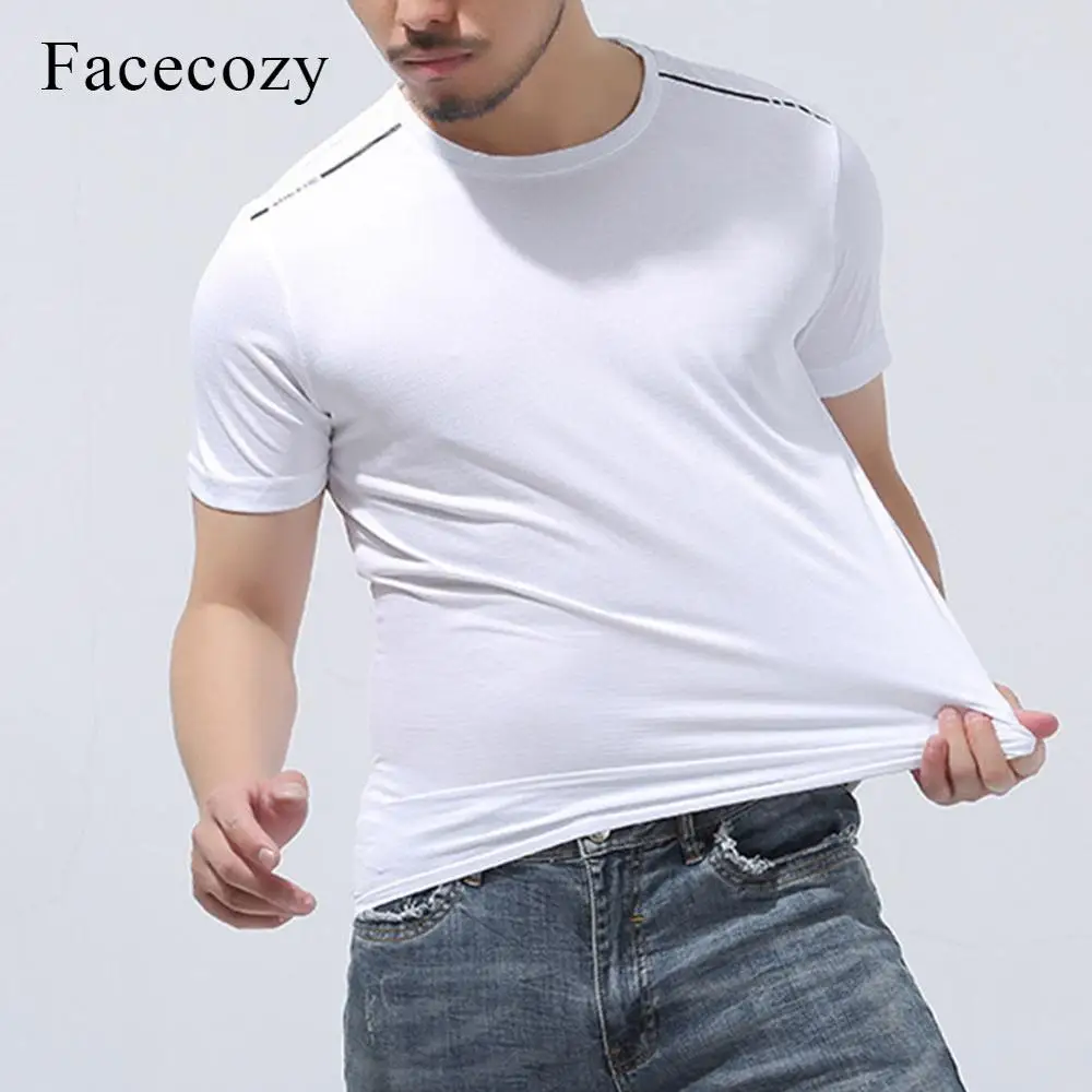 Facecozy мужские летние дышащие походные футболки эластичные удобные топы с круглым