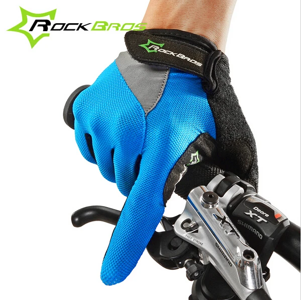 ROCKBROS Сенсорный экран MTB дорожный Перчатки дышащая ладони площадку полный палец