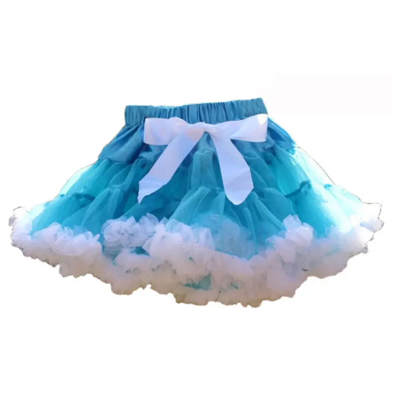 Light Blue And White Женская Подростковая мини-юбка, размеры s, m, l, шифоновая балетная одежда с рюшами, летняя женская юбка-пачка, Женская юбка для взрослых - Цвет: Light Blue And White