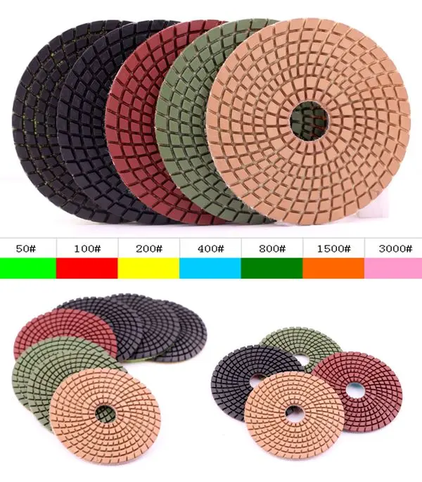 

10pcs/lot by grit 4 inch 100mm wet polishing abrasive pads wet diamond polishing pads for marble granite concrete