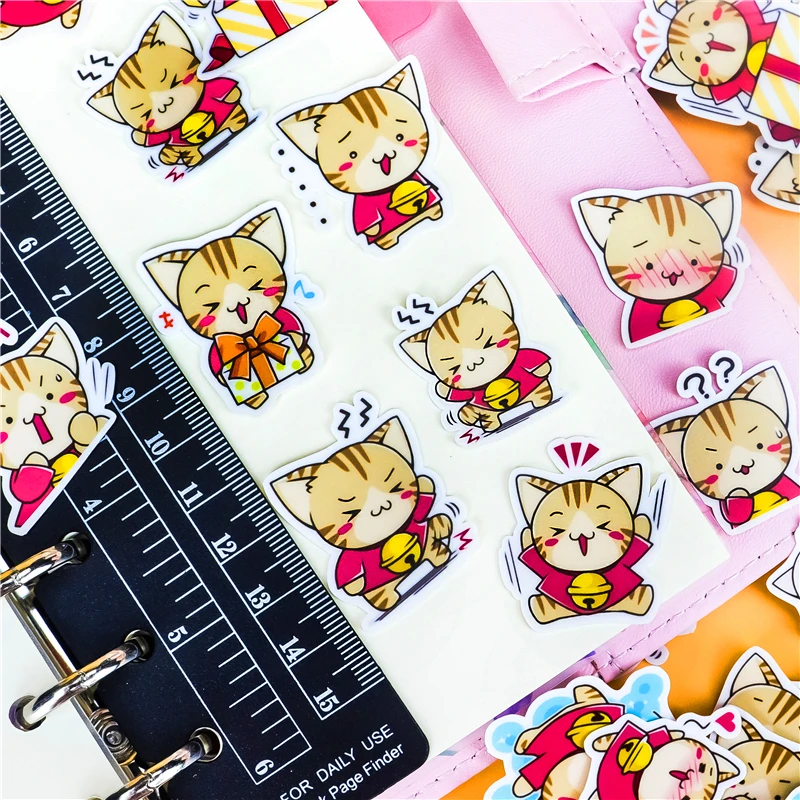 Стикеры бумажные в виде колокольчиков и кошек 41 цвет|Канцелярские наклейки| |