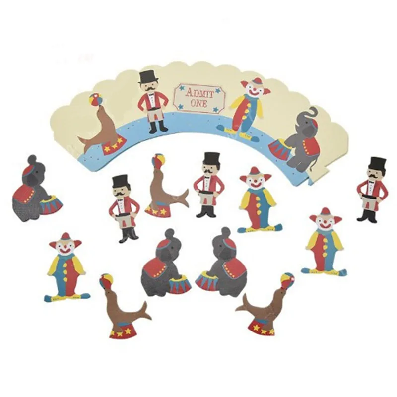 Omilut 24 шт. цирковые украшения для торта милые дельфины клоун торты вечеринки в