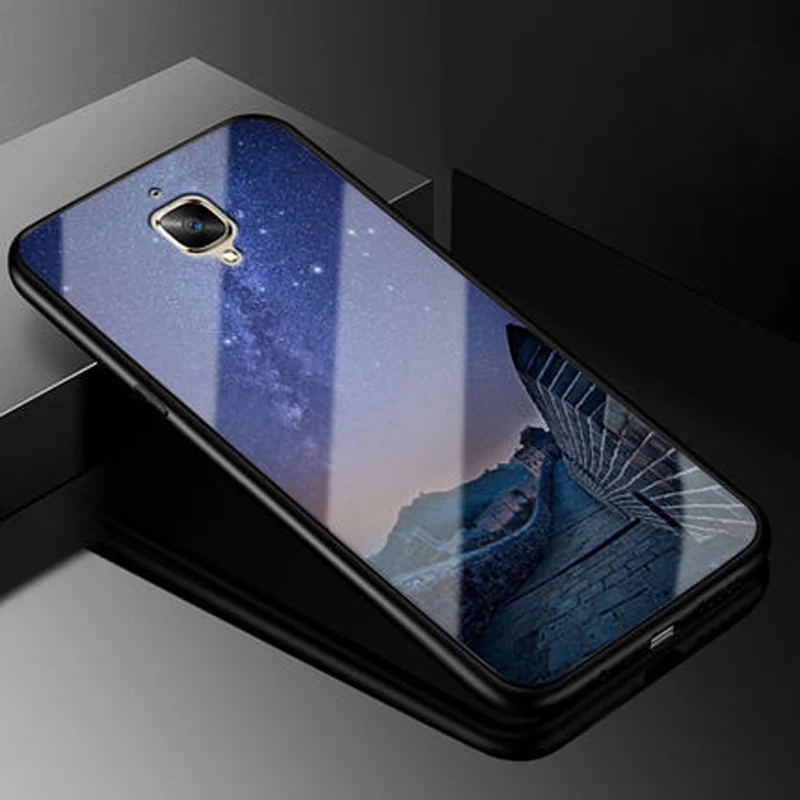 Звездное небо закаленное Стекло телефонные чехлы для Oneplus 3 мягкий TPU бампер защитный кожаный чехол для Oneplus A3000 Стекло чехол Oneplus3 1+ 3 знака после Coque
