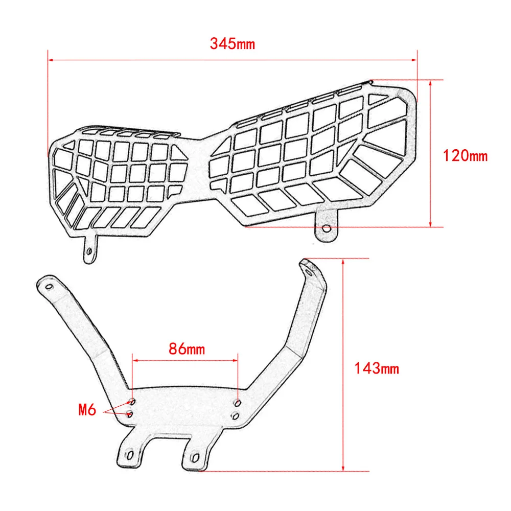 Черная сетчатая налобсветильник фара CRF1000L из нержавеющей стали для гриля