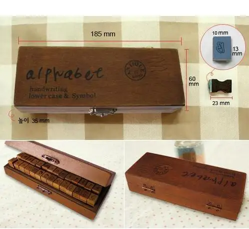 

4sets/lot Romantic Handwriting Alphabet Letter Wooden Stamp Set Retro Vintage Wooden Craft Box Rubber Stamp 3 Design For Choose