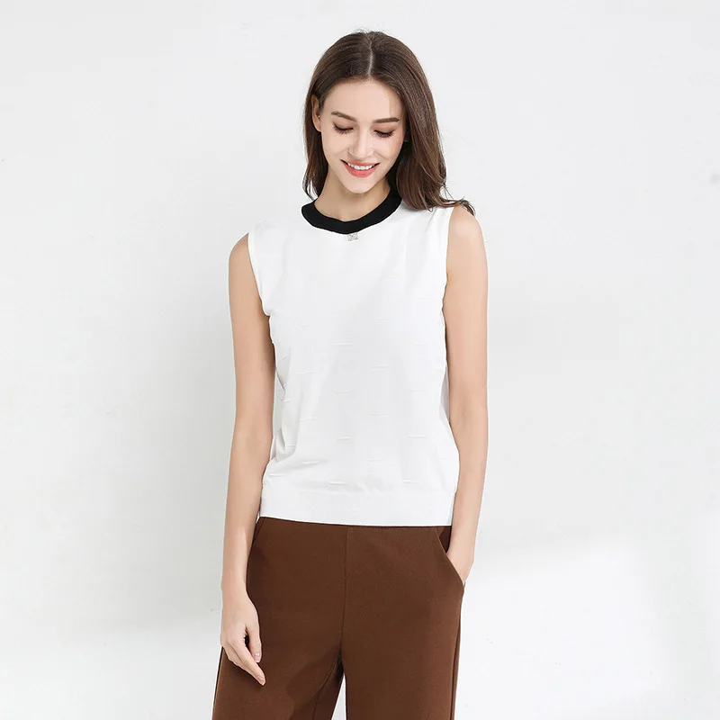 Топы на бретелях для женщин без рукавов однотонные рубашки элегантные с круглым