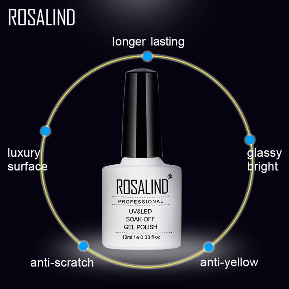 ROSALIND 7 мл не-чистая сталь верхнее покрытие долговечный замачиваемый Светодиодный УФ-гель цветной гель для ногтей