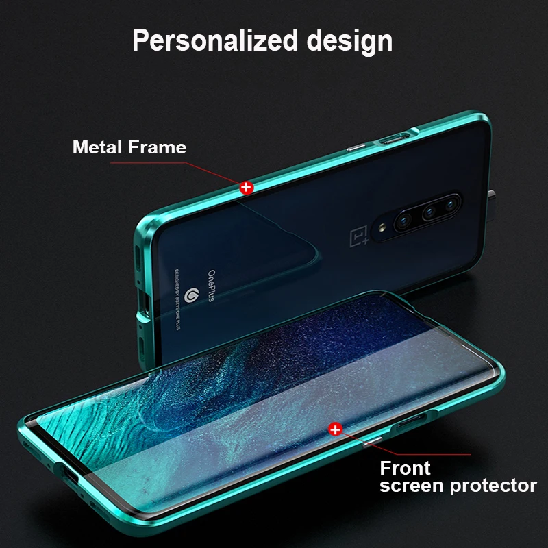 Защитный ударопрочный чехол на весь корпус для Oneplus 7 Pro металлический Bumber One Plus