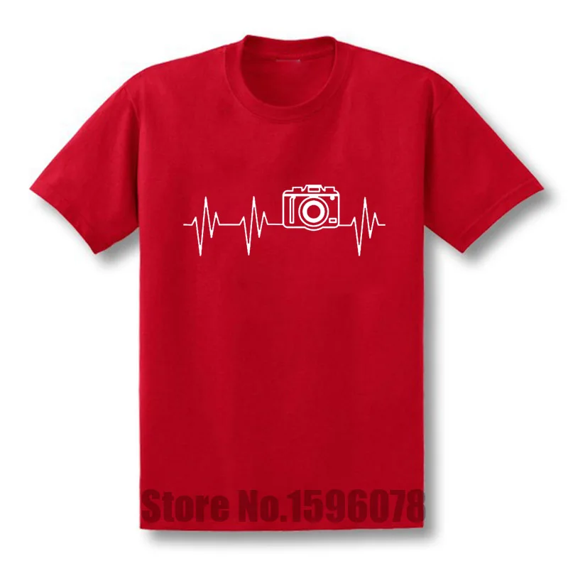 2016 New photographer heartbeat photo T-shirts Cotton Short Sleeve Summer T Shirts Hip Hop free shipping | Мужская одежда