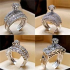 Модные ювелирные изделия Modyle, новинка 2022, 2 шт.компл., брендовые серебряные кольца с кристаллами циркония, Свадебные обручальные кольца для женщин