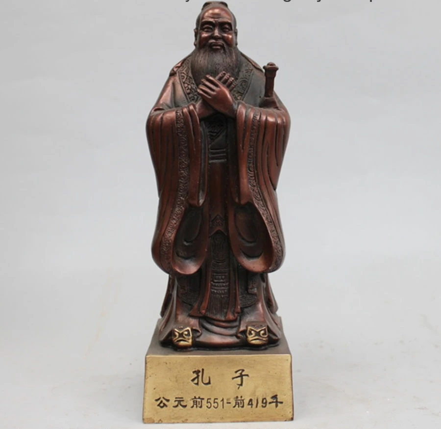 Китайская красная бронза медная Kongzi Kong zi статуя Конфуция|Статуи и скульптуры| |