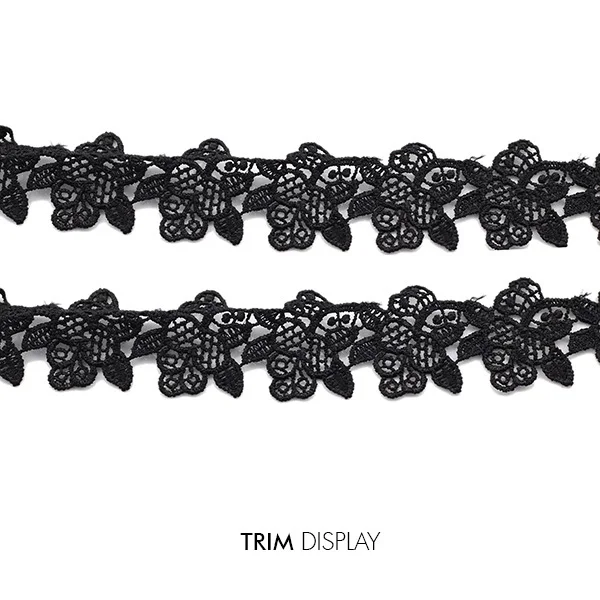 Вышитая Цветочная Черная кружевная лента для скрапбукинга ткань из полиэстера