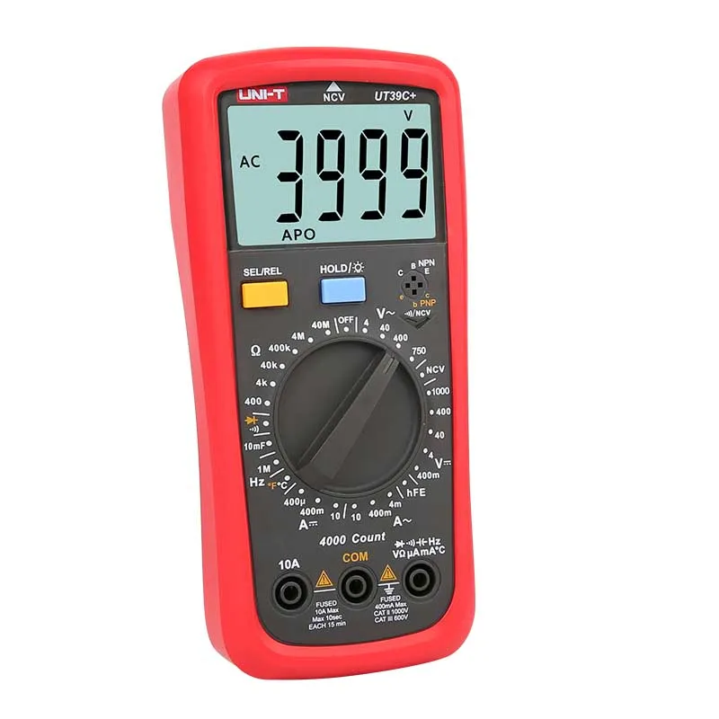 UNI T UT39C + цифровой мультиметр AC DC Вольт Amp ом тестер емкости температуры Гц|digital