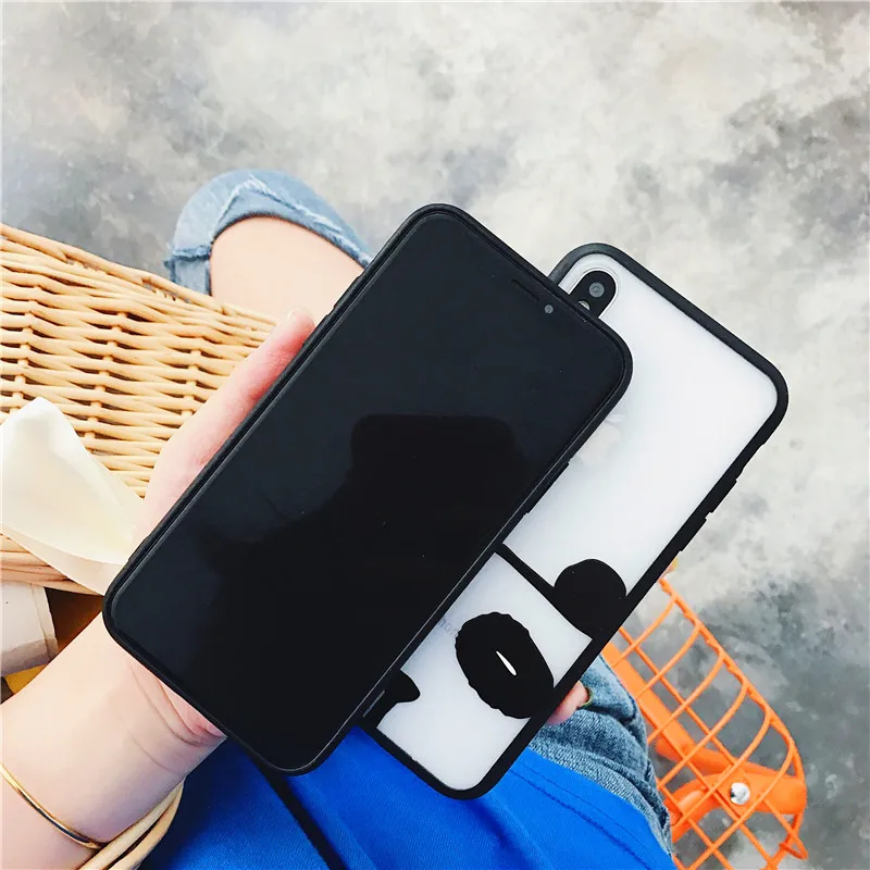 Симпатичный чехол для iPhone 6 6s 7 8 плюс Чехол кошка собака черный силиконовый