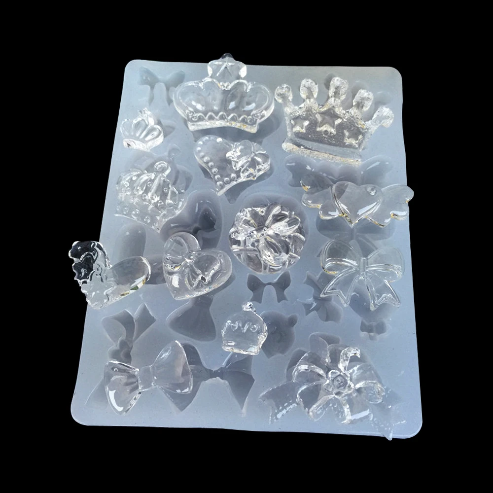 Корона бант сердце ожерелье со свисающими бусинами литые формы для кристаллов