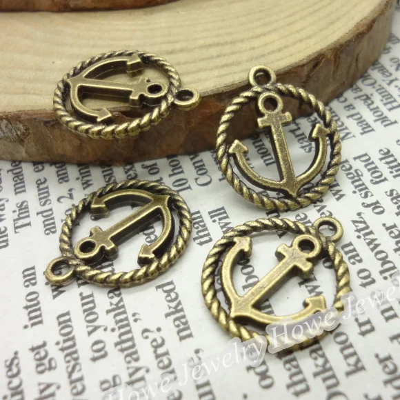 100 шт Подвески кулон в виде якоря античный бронзового цвета из цинкового сплава