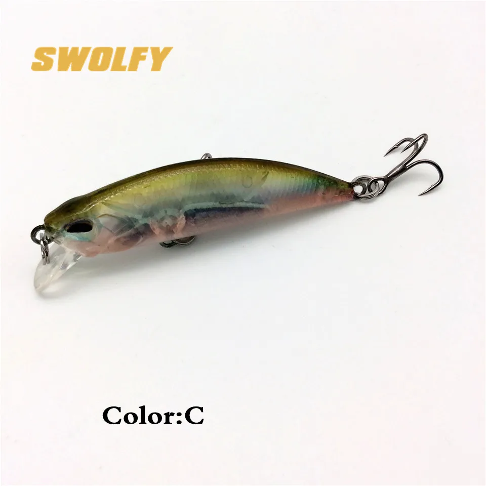 Swolfy 5 шт. 50 мм/5 г Тонущая наживка жесткая приманка рыболовные приманки мелкие Карповые тройной крючок воблер искусственная приманка воблер