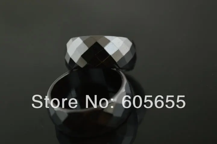 

10mm Width Faceted Hematite Rings Mix Size 50 pc per Lot Fashion Jewelry Free Shipping