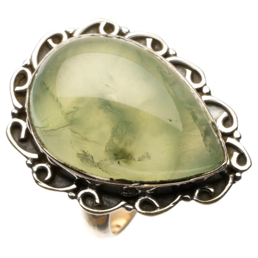 Серебряное кольцо с натуральным Prehnite размер США 6 R3054 в виде кольца | Украшения и