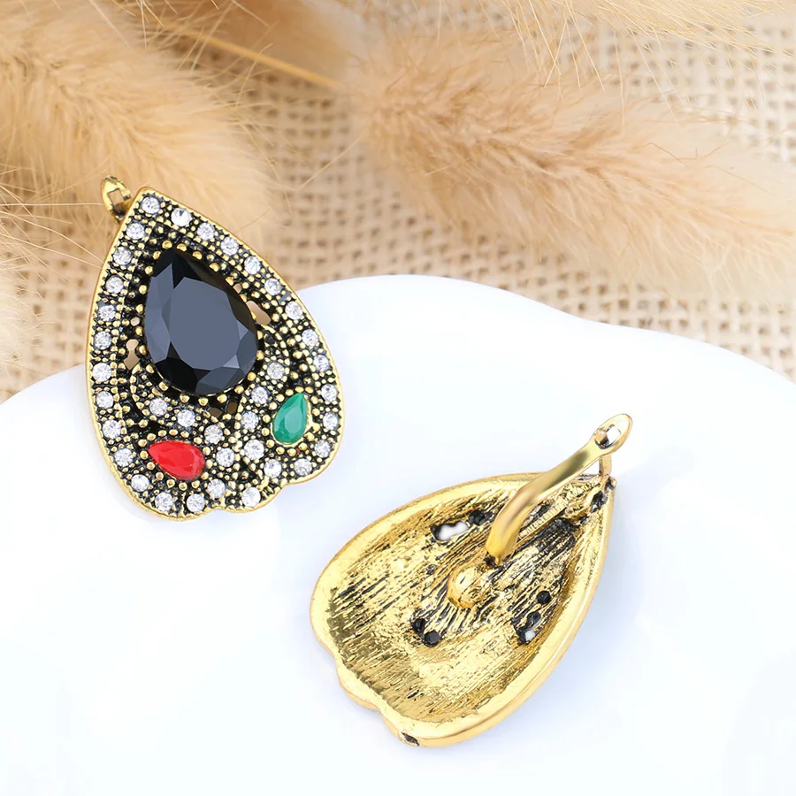 2017 Роскошные турецкие серьги для женщин тибетские цветные золотистые с