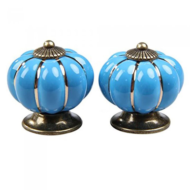 4 шт./компл. синяя Тыква керамическая ручка для ящиков шкафов Тянет Шкаф Ручка