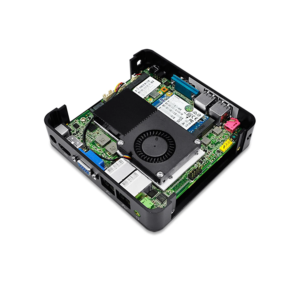 Двойной Lan Мини ПК Qotom Celeron/Core i3/Core i5 Черный алюминиевый сплав 1 * COM ультра низкая