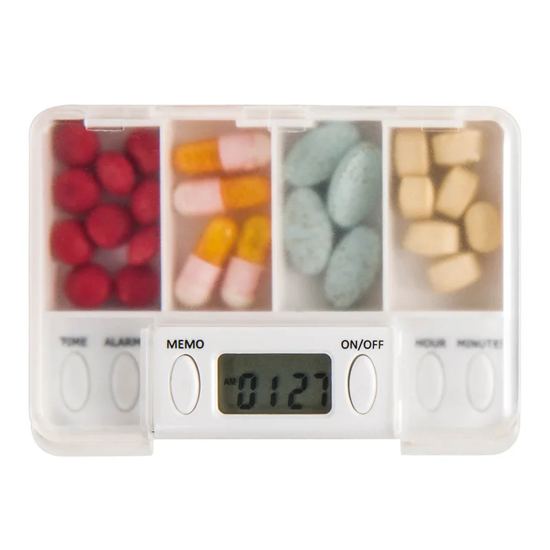 

Good Healthy 4 Grid Intelligent Timer Reminder Pills Box Organizer Storage Pill Case