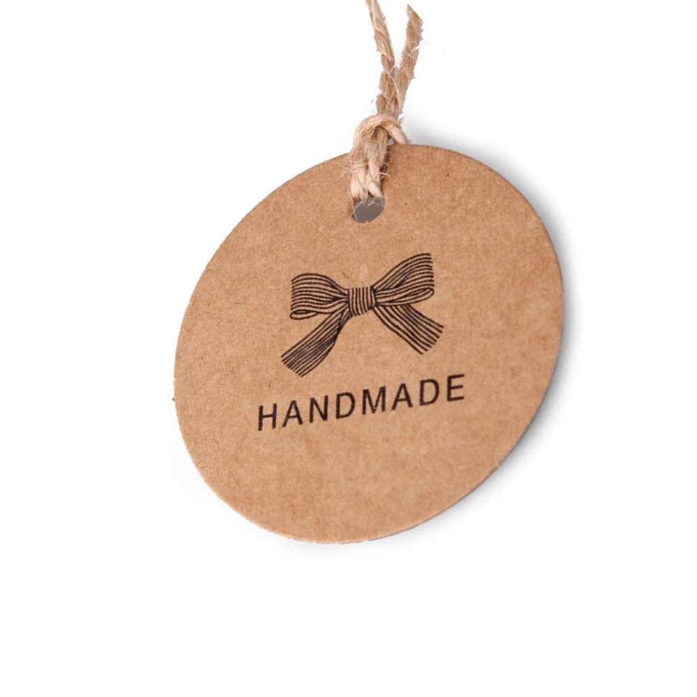 100 шт. этикеток ручной работы с бантиком крафт-Цена винтажная этикетка сделай сам