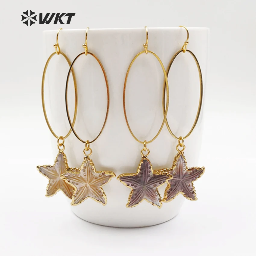 WT E437 WKT оптовая продажа серьги из натуральной раковины с подвеской кольцо морем