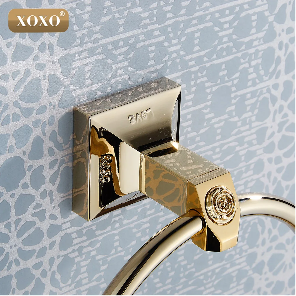 XOXOCarving Золотое Латунное настенное кольцо для полотенец уникальный дизайн Стойка