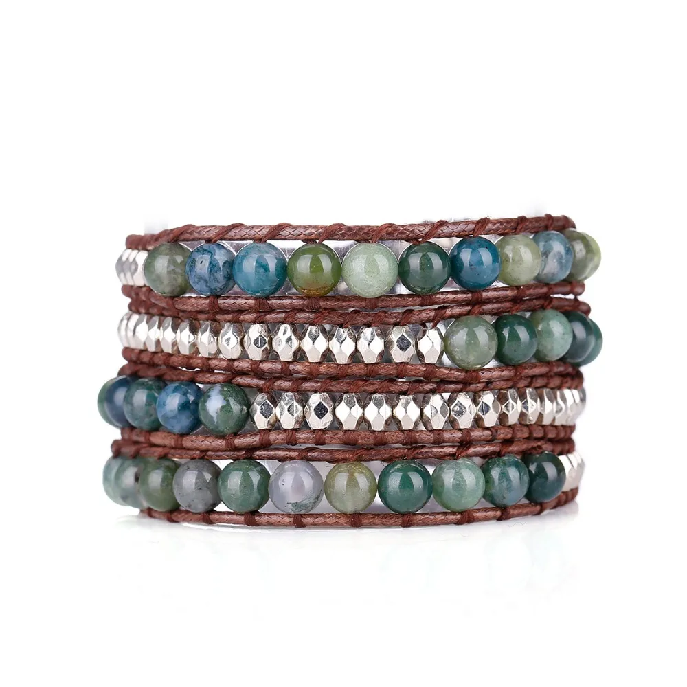 Качественный браслет из натуральной кожи с имитацией камня оптовая продажа