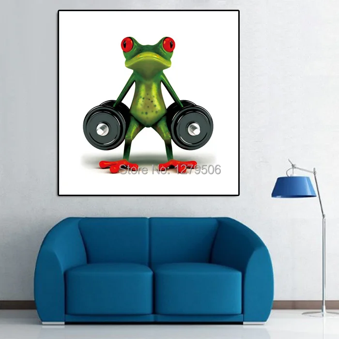 

100% настенная абстрактная картина ручной работы, современный спортивный абстрактный Декор лягушки, красивая животная картина маслом на хол...