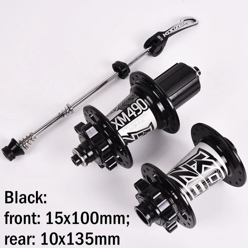 Koozer XM490 ступицы 4 подшипника MTB горный велосипед втулка QR 100*15 12*142 мм через 32 отверстия дисковый тормоз ступицы велосипеда 28 32 36 отверстий - Цвет: Black15x100 10x135mm