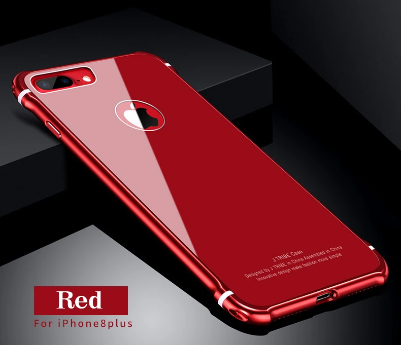 Leanonus чехол для iPhone 8 8 Plus чехол Роскошный Алюминиевый бампер+ Задняя Закаленное стекло-Броня Крышка корпуса для iPhone 8 Plus 7Plus
