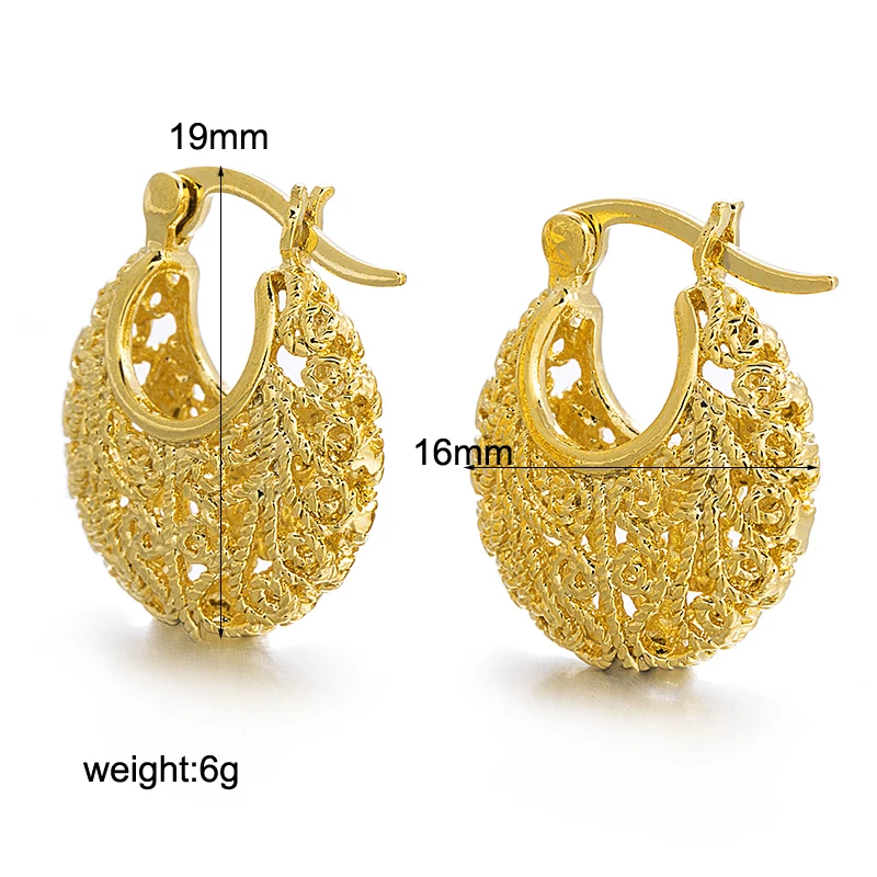 Женская круглая ажурная заколка золотистого цвета E052B|clip earrings|fashion clip earringsearrings clips
