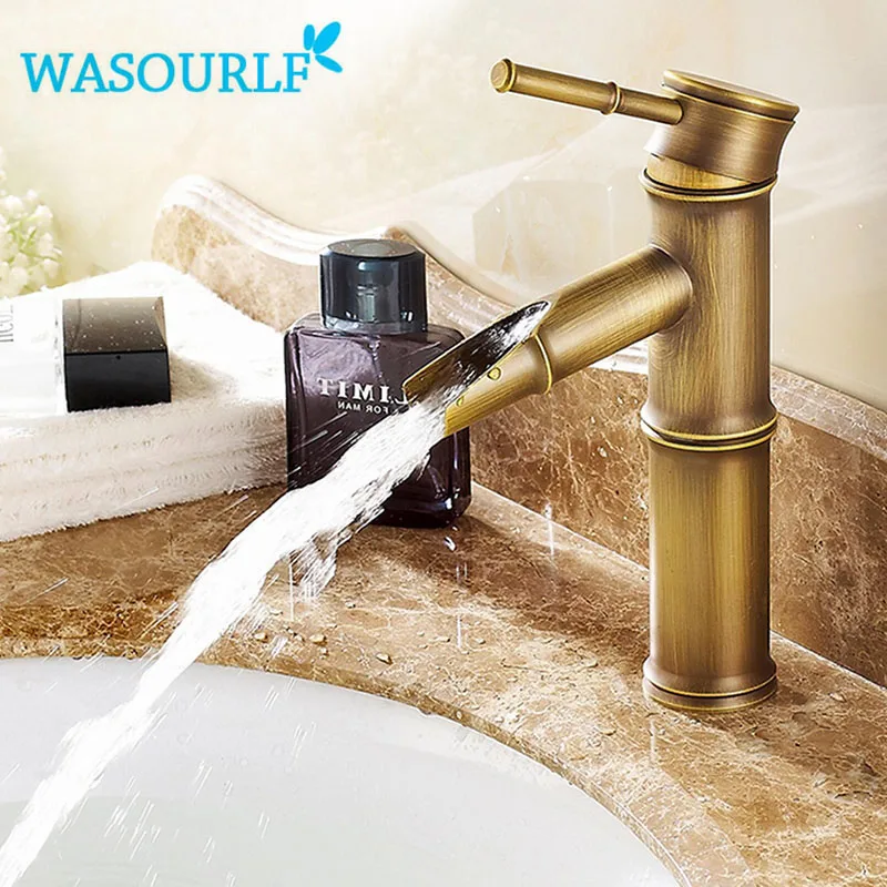 WASOURLF смеситель для ванной комнаты винтажный стиль латунь одна ручка горячая и