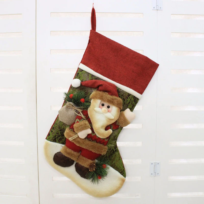 Подарочный Рождественский чулок мешок конфет украшения рождественской елки
