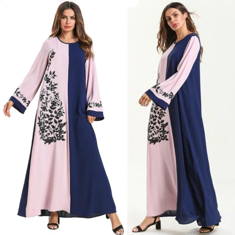 Женское платье в стиле пэчворк с принтом Abaya мусульманское длинное новом