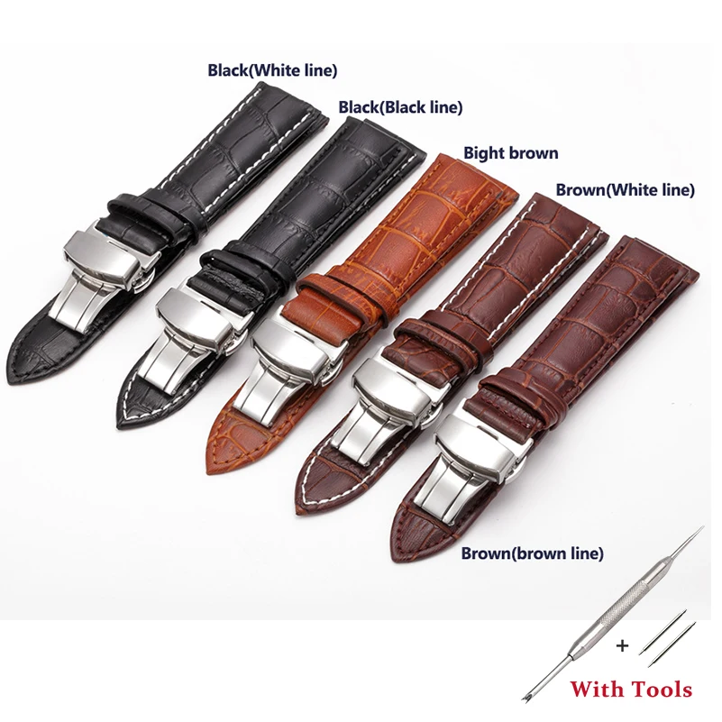 Ремешок для часов из натуральной кожи мужчин и женщин Ремешки наручных с пряжкой