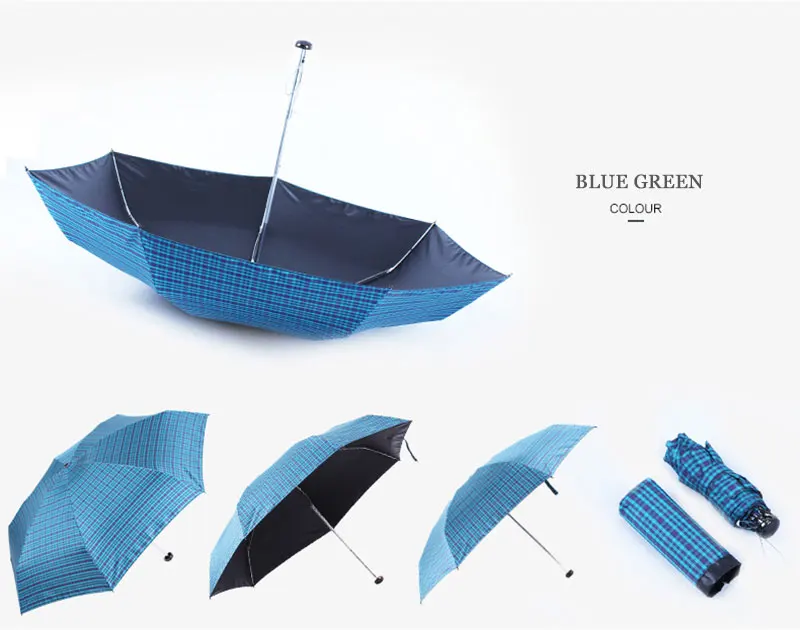 blue green Анти-УФ Водонепроницаемый модный портативный складной черно-белый плед Зонты Подарки для женщин маленький милый зонт - Цвет: blue green