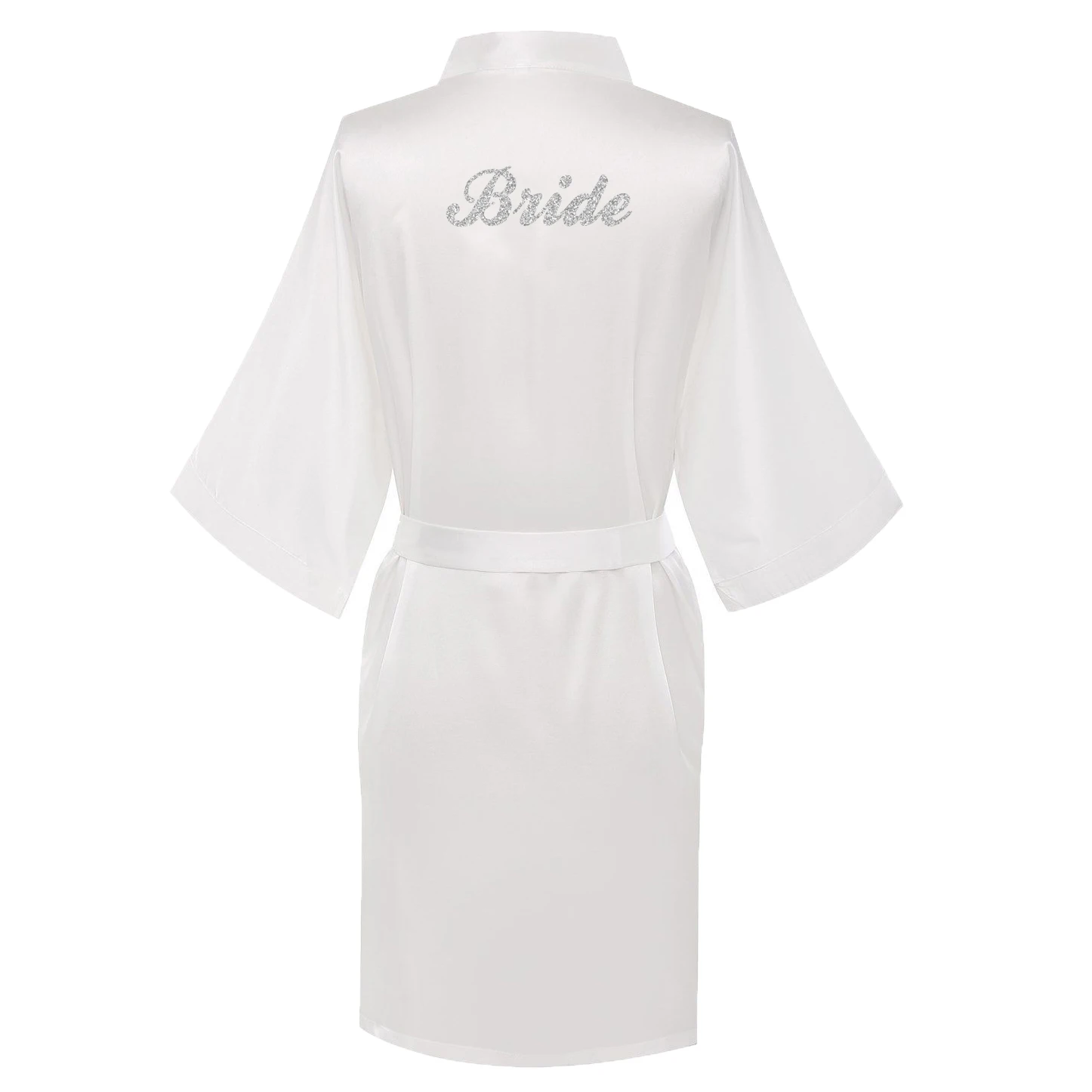 White bride Owiter коралловые атласные шелковые халаты для невесты для подружек невесты халат одежда для сна кимоно сексуальный халат - Цвет: White bride