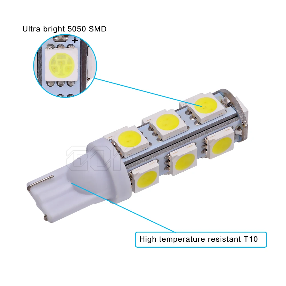 100 шт. Автомобильные светодиодные лампы T10 W5W 13led 5050 smd Auto t10 13SMD|t10 smd|lamp lamplamp |
