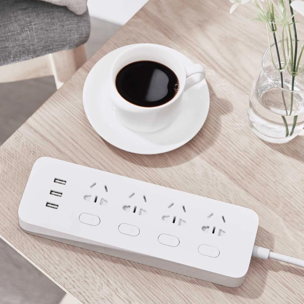 Удлинитель питания Xiaomi Mijia 4 гнезда с индивидуальным управлением 3 USB 5 в 2 1 А для