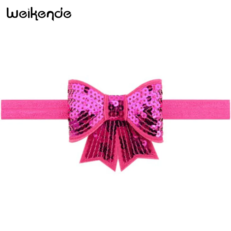 New Children Sequins Bows Soft Solid Headbands Hair Knot Elastic Hairbands Kids Girls Bands Accessories 1 piece | Детская одежда и