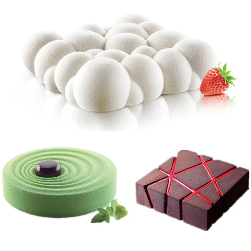Moldes de rejilla para Mousse 3D, moldes para pasteles, helados, Chocolates, Pan, formas geométricas, 3 uds.