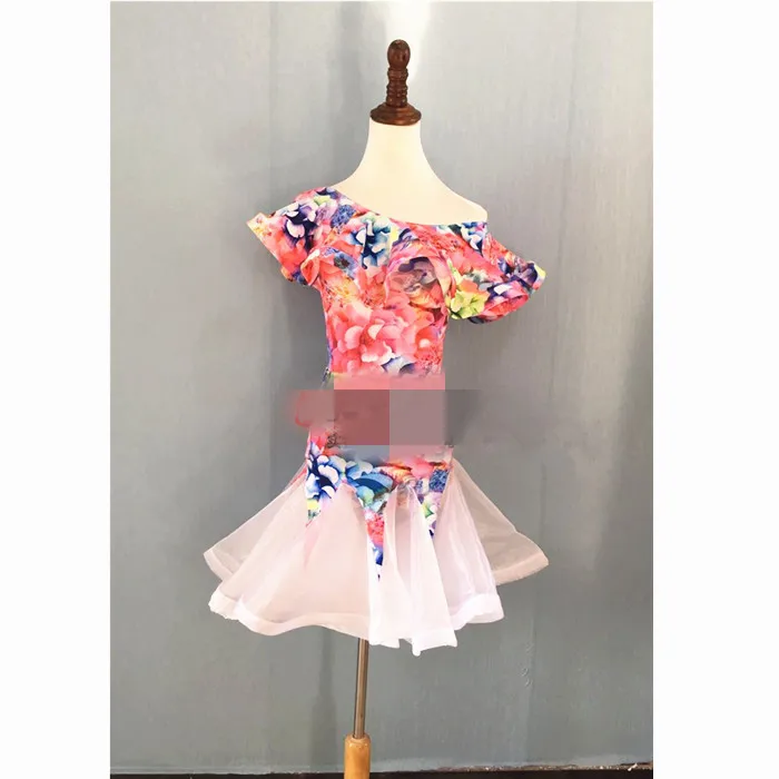 2017 платье для латиноамериканских танцев девочек 3 цвета с цветами зеленый черный